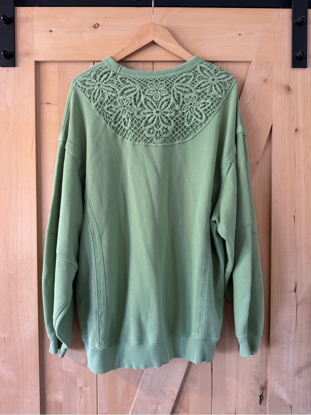 Aerie Sage Green Crochet Back Oversized Sweatshirt – Size S